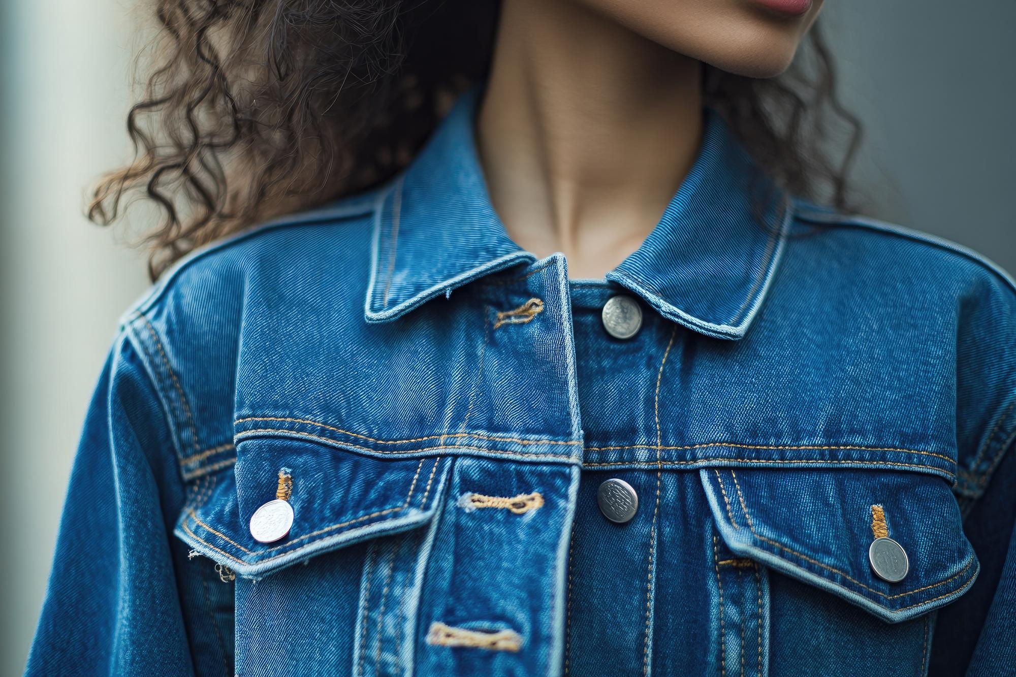 Embroidered denim jacket detail
